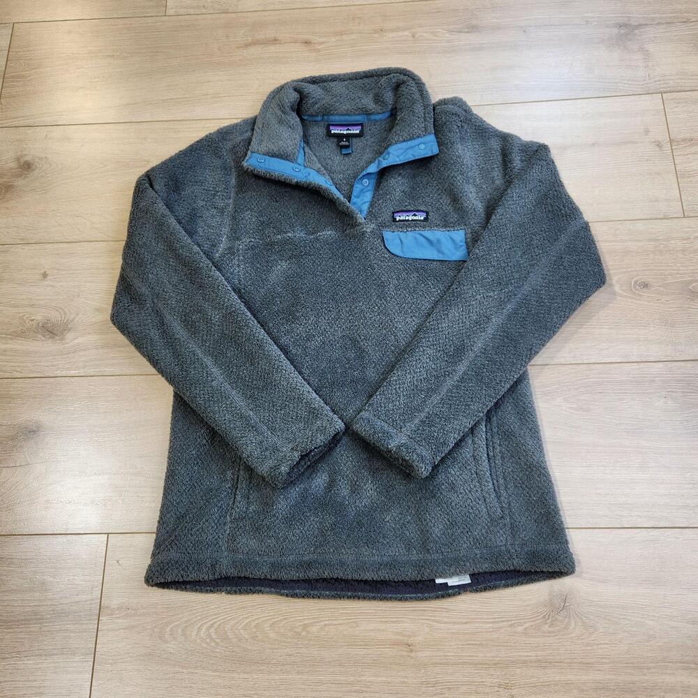 Patagonia Re Tool Snap T Pullover Womens Small Gray Snap Button Mock Neck Fleece
